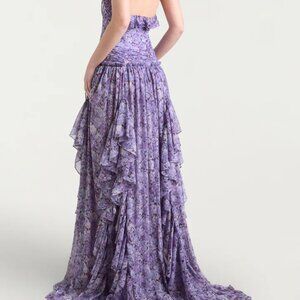 Cinq A Sept Painted Hydrangea Agatha Ruffle Gown